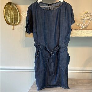 Denim Short Sleeve Dress with Belt